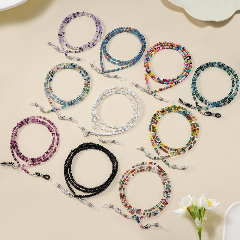 【F】 Colorful Rice Bead Glasses - Mask Chain Holder ulasan dan harga