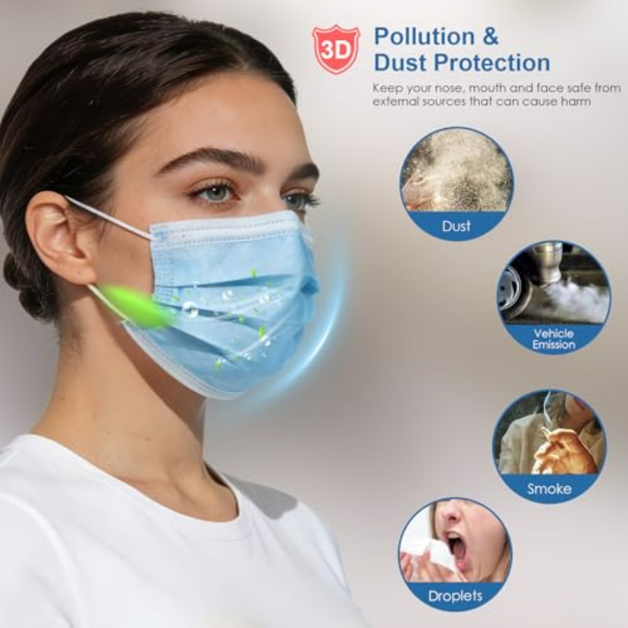 Blue Disposable Face Masks 100 - Disposable Mask Blue ulasan dan harga